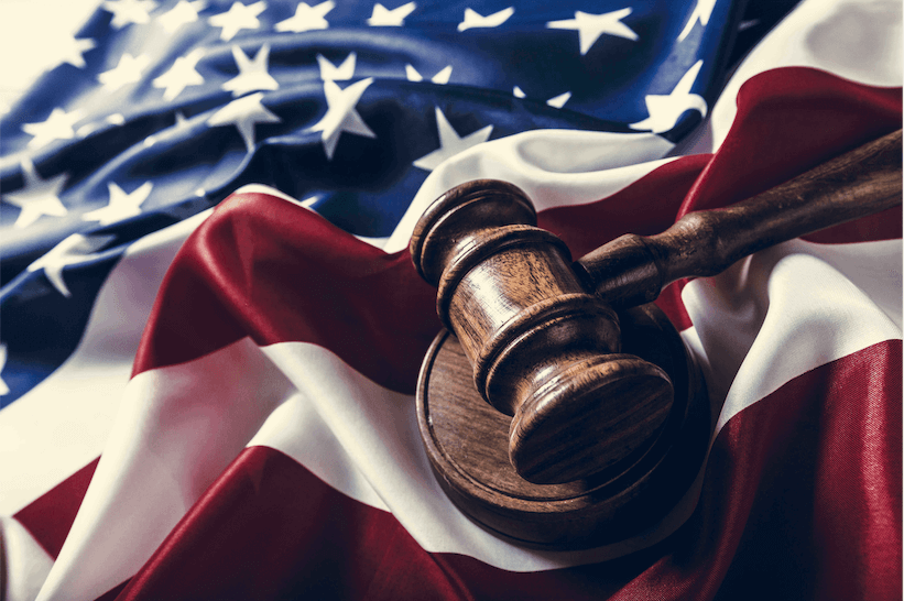 American flag and judges gavel - Supreme Court sides blind