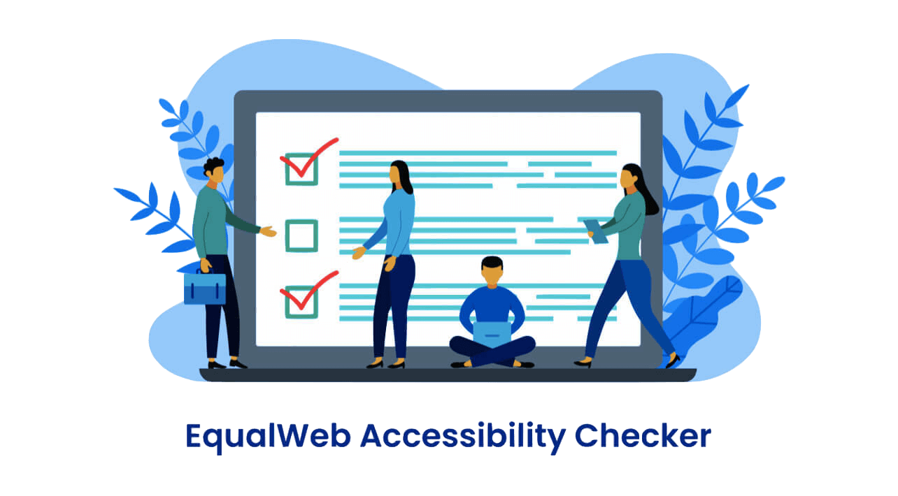 EqualWeb Accessibility Checker and Testing Tool: illustration of a laptop with an online checklist