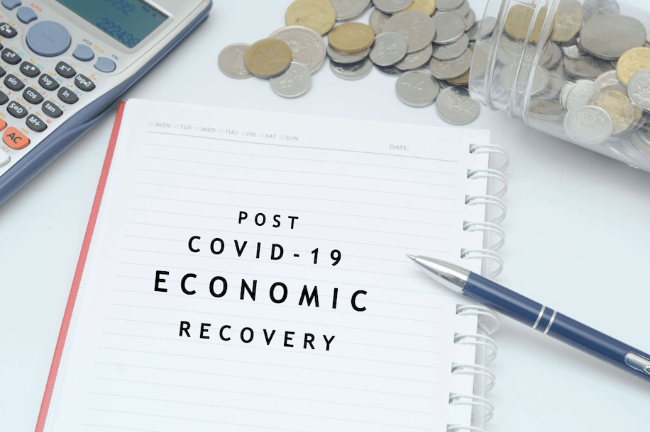 Digital Economy Post Covid-19 - calculator, money, notebook