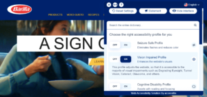 AccessiBe review - Profil für Sehbehinderte